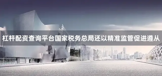杠杆配资查询平台国家税务总局还以精准监管促进遵从